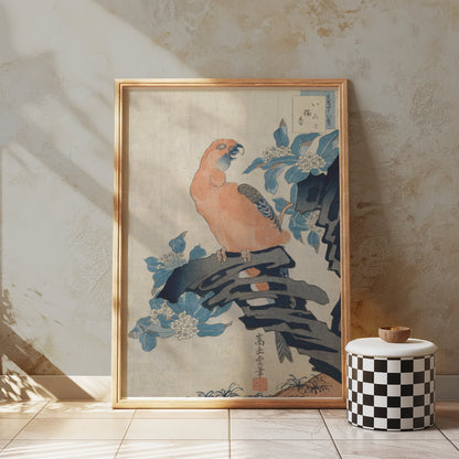 Premium Poster of Antique Japanese Parrot Art Print Wall Decor Posters