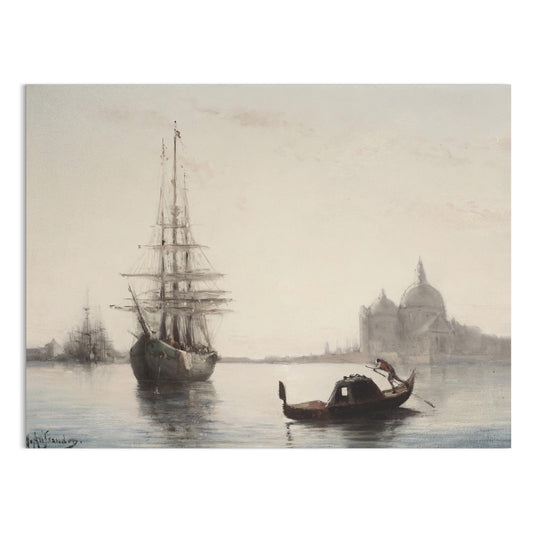 Premium Poster of Antique Ship and Gondola Against Historic City Posters