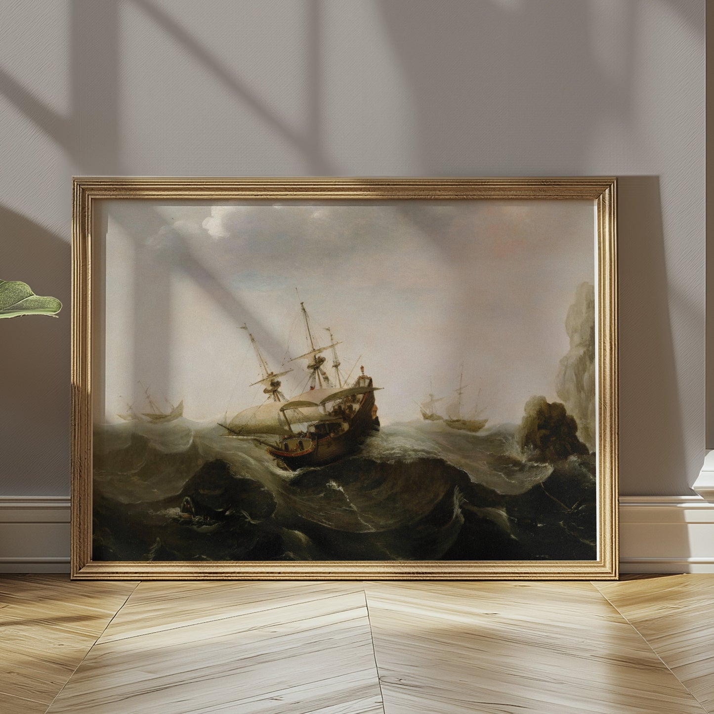 Premium Poster of Antique Ships in High Seas Art Print Posters