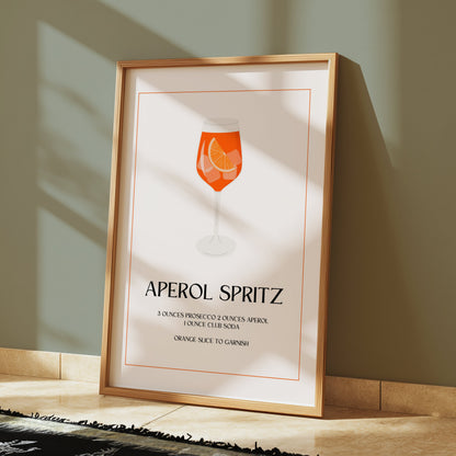 Premium Poster of Aperol Spritz Cocktail Recipe Art Print Posters