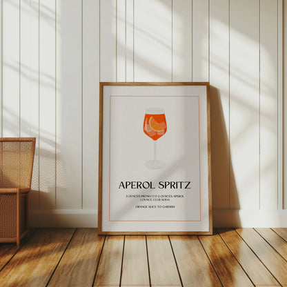 Premium Poster of Aperol Spritz Cocktail Recipe Art Print Posters