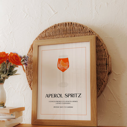Premium Poster of Aperol Spritz Cocktail Recipe Art Print Posters