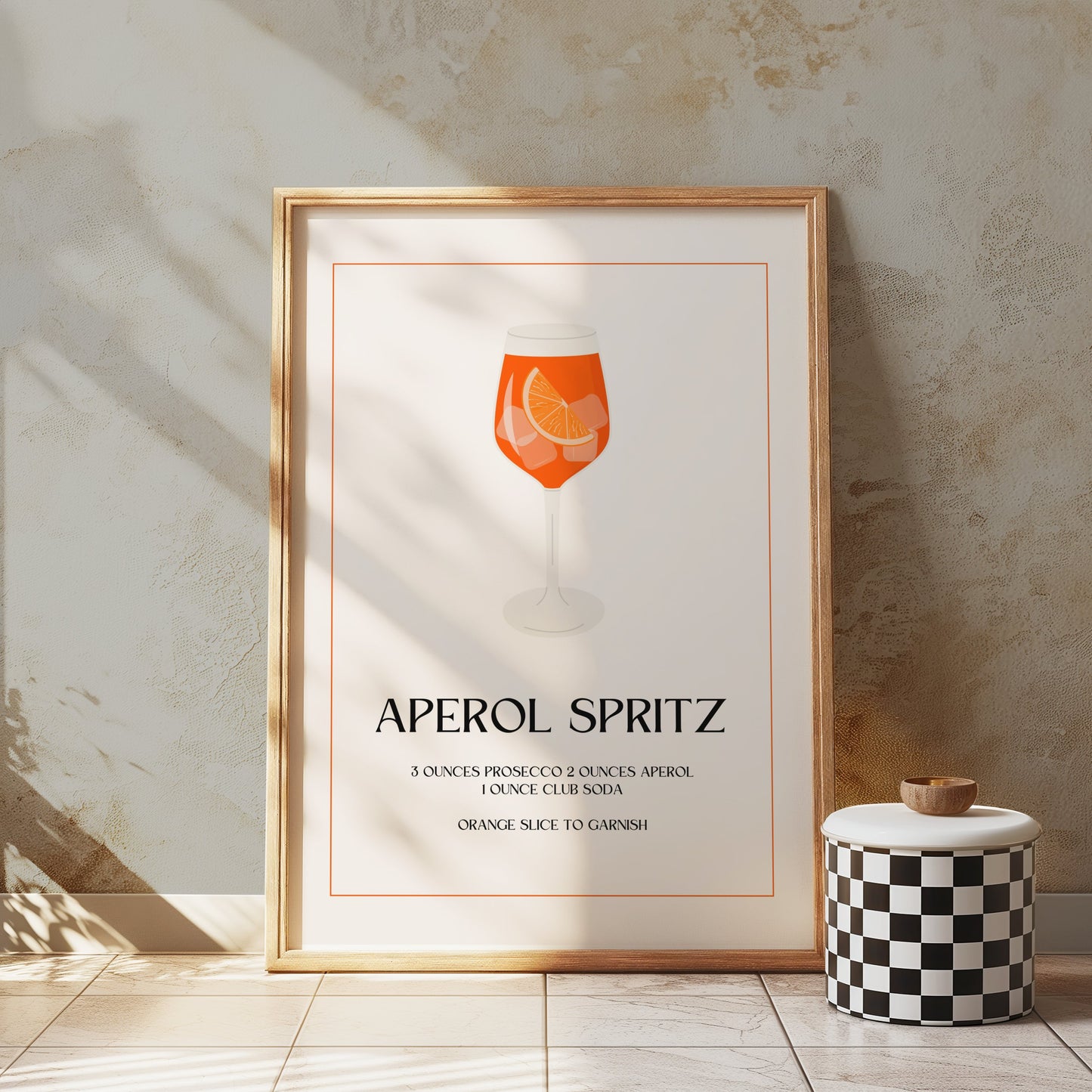Premium Poster of Aperol Spritz Cocktail Recipe Art Print Posters