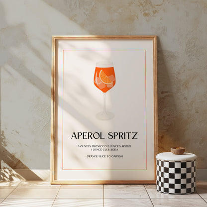 Premium Poster of Aperol Spritz Cocktail Recipe Art Print Posters