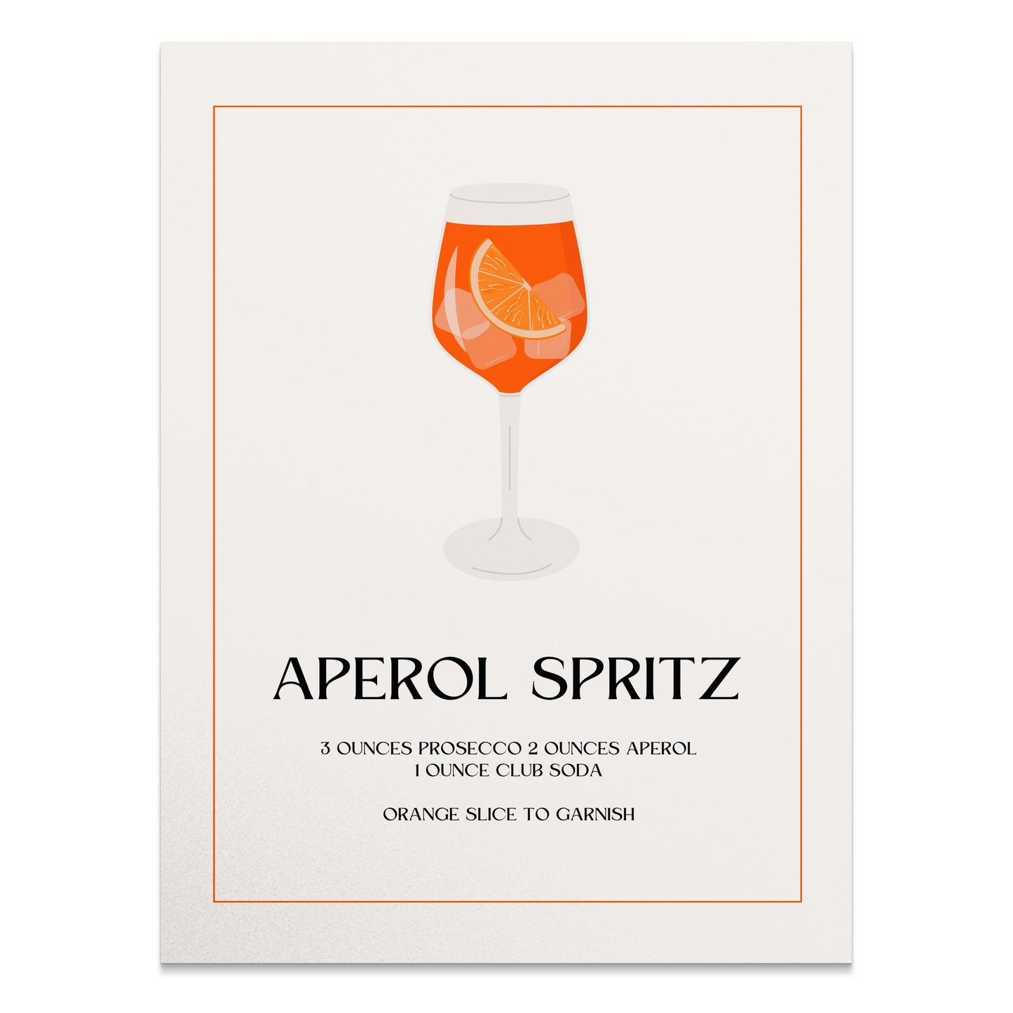 Premium Poster of Aperol Spritz Cocktail Recipe Art Print Posters