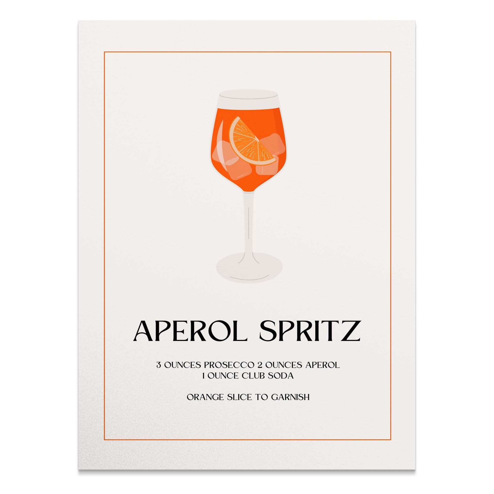 Premium Poster of Aperol Spritz Cocktail Recipe Art Print Posters