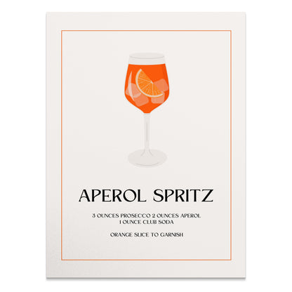 Premium Poster of Aperol Spritz Cocktail Recipe Art Print Posters