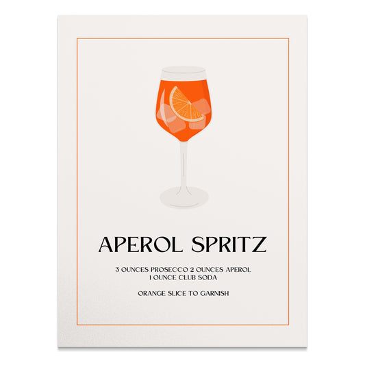 Premium Poster of Aperol Spritz Cocktail Recipe Art Print Posters