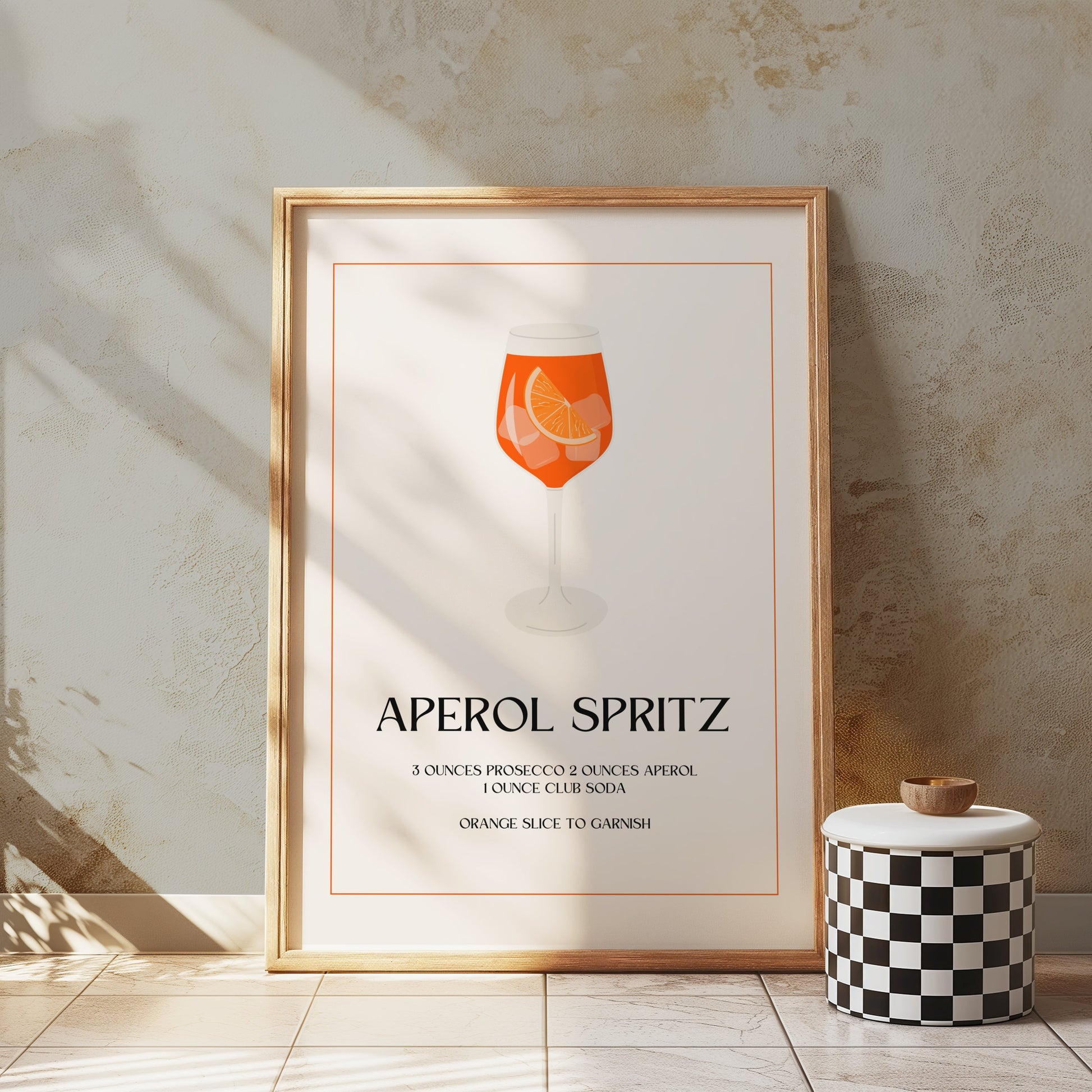 Premium Poster of Aperol Spritz Drink Recipe Art Print Wall Decor Posters