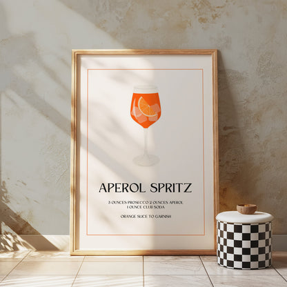 Premium Poster of Aperol Spritz Drink Recipe Art Print Wall Decor Posters
