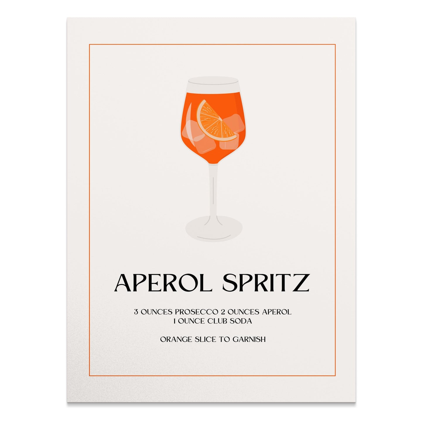 Premium Poster of Aperol Spritz Drink Recipe Art Print Wall Decor Posters