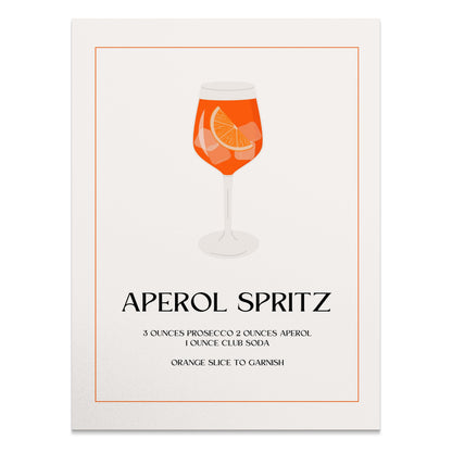 Premium Poster of Aperol Spritz Drink Recipe Art Print Wall Decor Posters