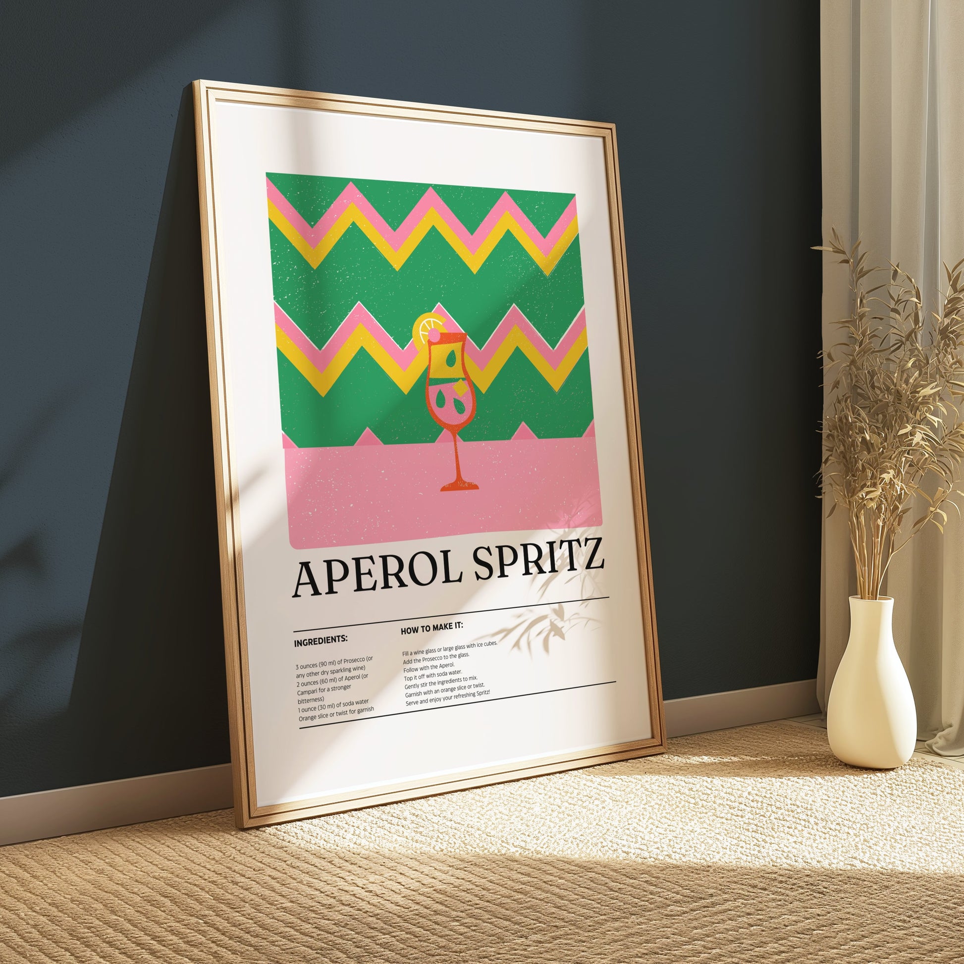 Premium Poster of Aperol Spritz Recipe with Colorful Design Posters