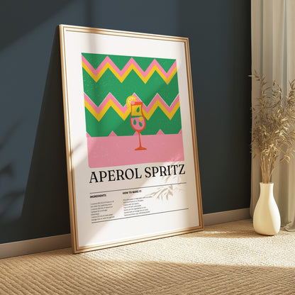 Premium Poster of Aperol Spritz Recipe with Colorful Design Posters