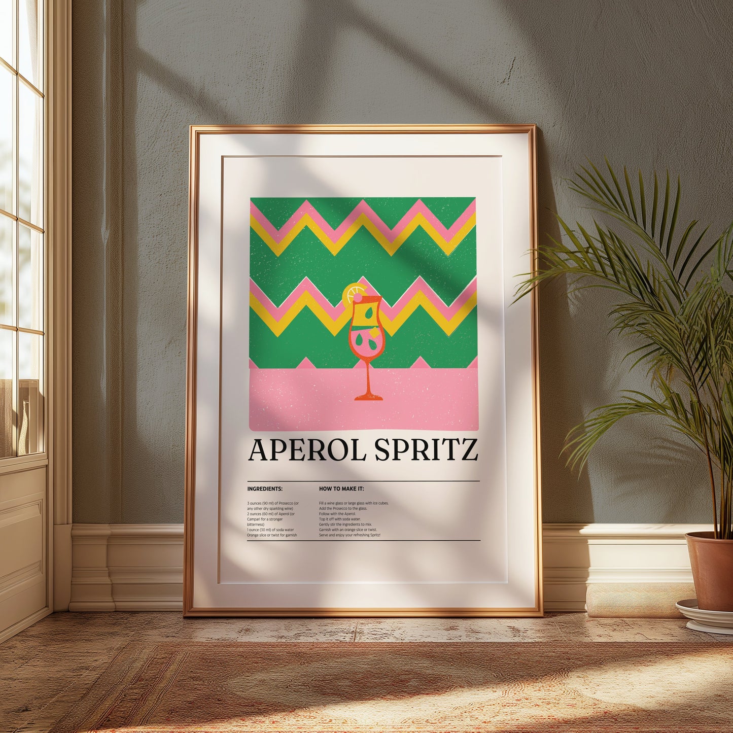 Premium Poster of Aperol Spritz Recipe with Colorful Design Posters