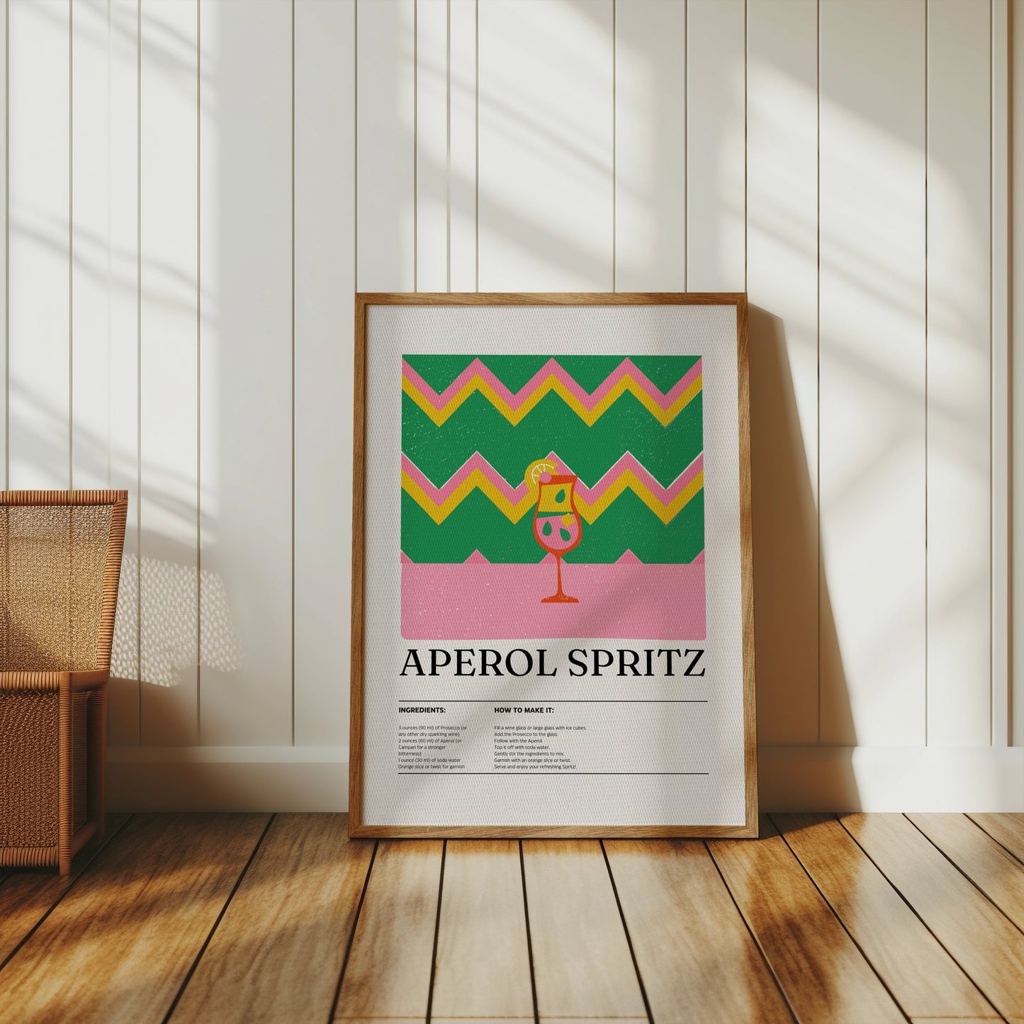 Premium Poster of Aperol Spritz Recipe with Colorful Design Posters