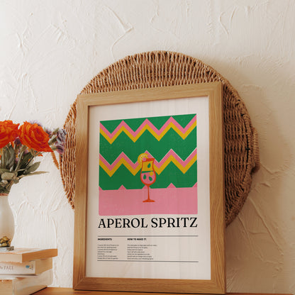 Premium Poster of Aperol Spritz Recipe with Colorful Design Posters