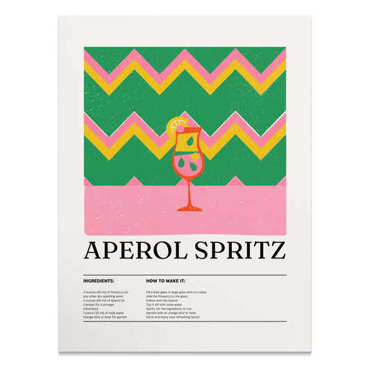 Premium Poster of Aperol Spritz Recipe with Colorful Design Posters