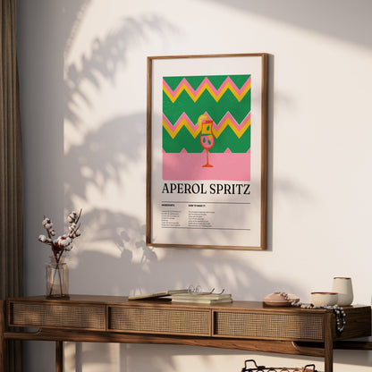 Premium Poster of Aperol Spritz Recipe with Zigzag Background Posters