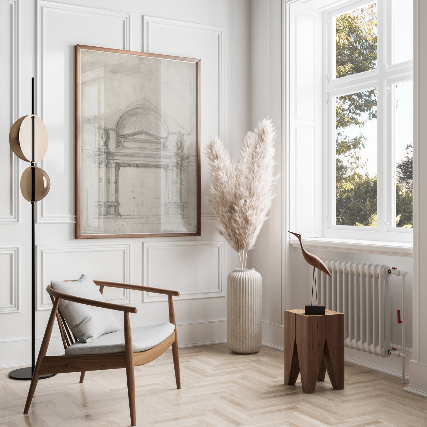 Premium Poster of Architectural Sketch with Classical Elements Posters
