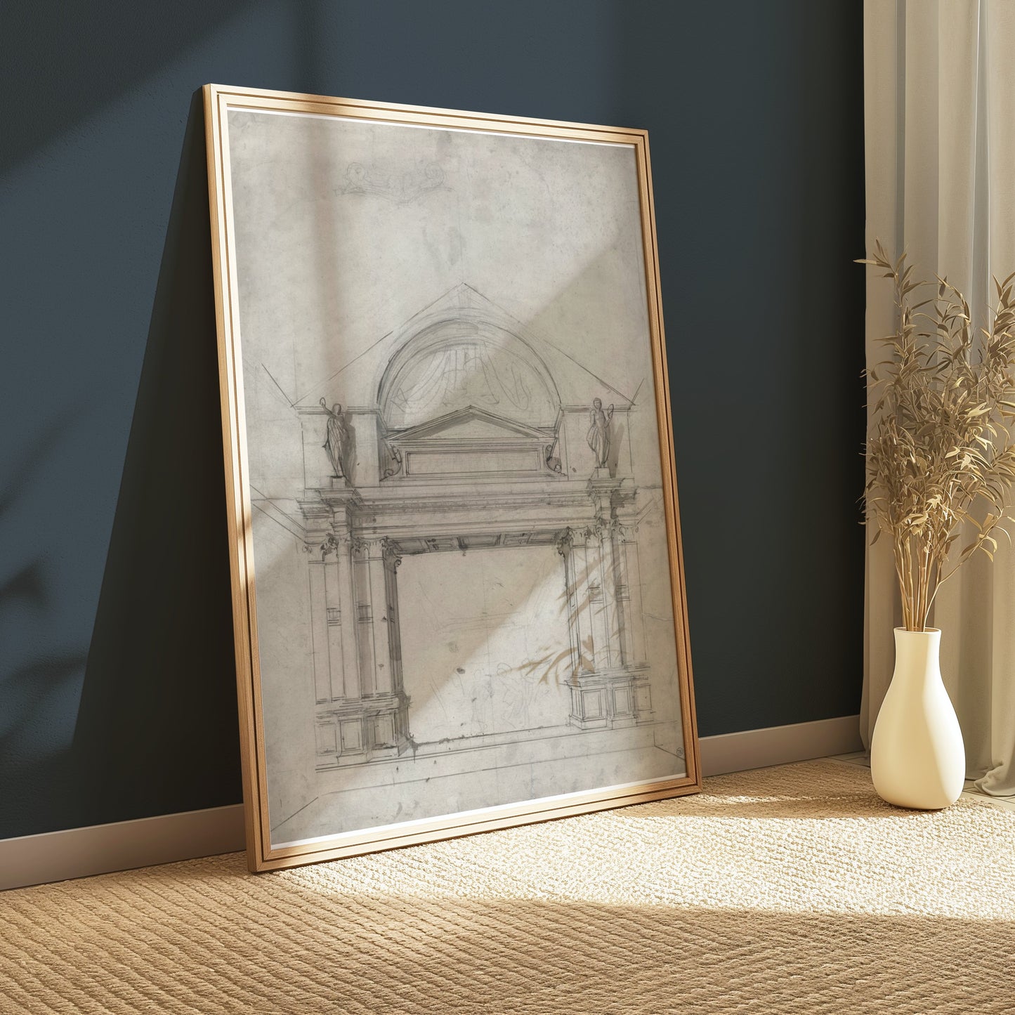 Premium Poster of Architectural Sketch with Classical Elements Posters