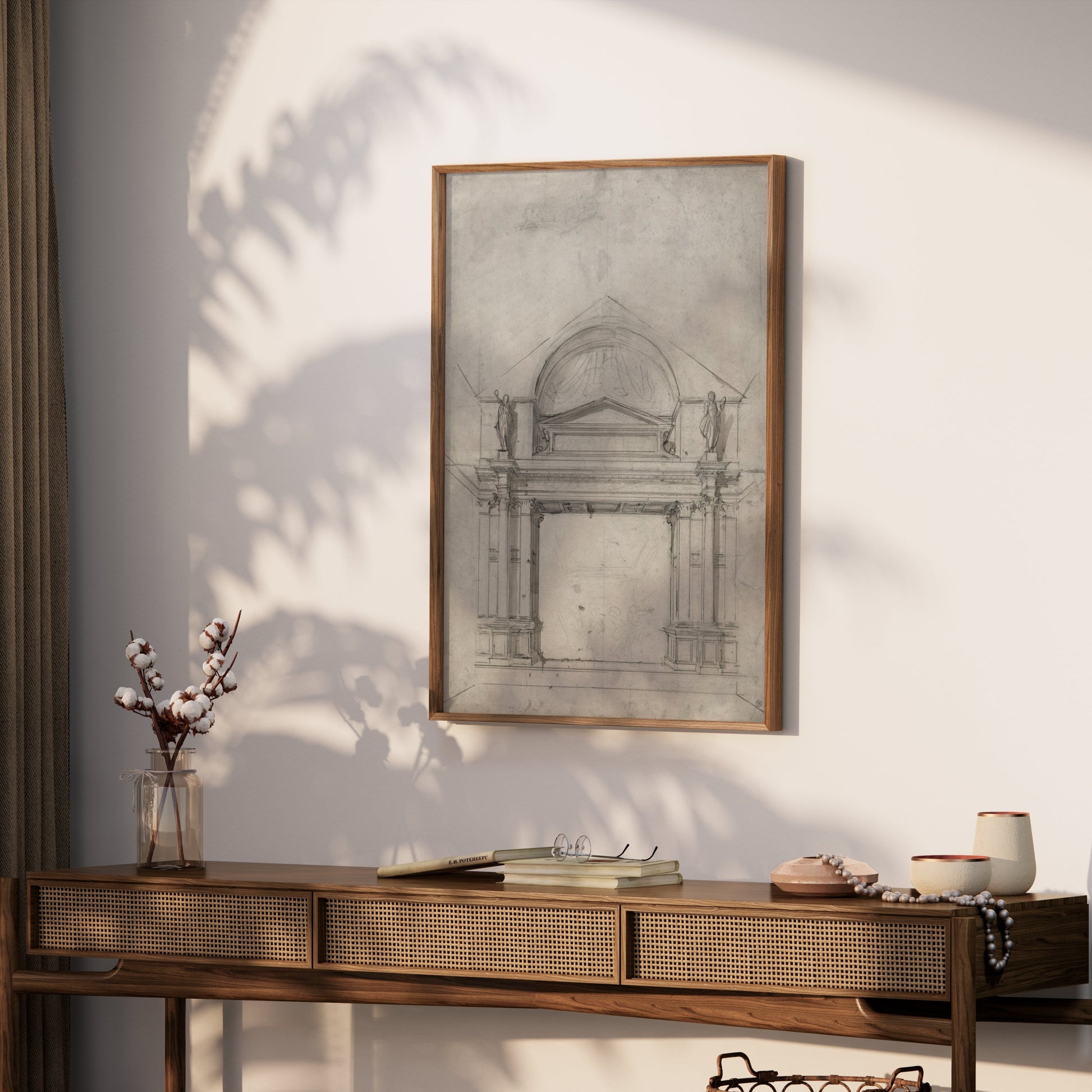 Premium Poster of Architectural Sketch with Classical Elements Posters