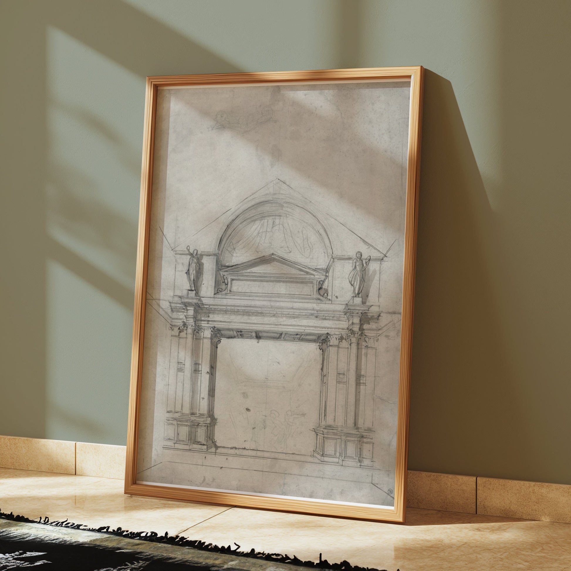 Premium Poster of Architectural Sketch with Classical Elements Posters