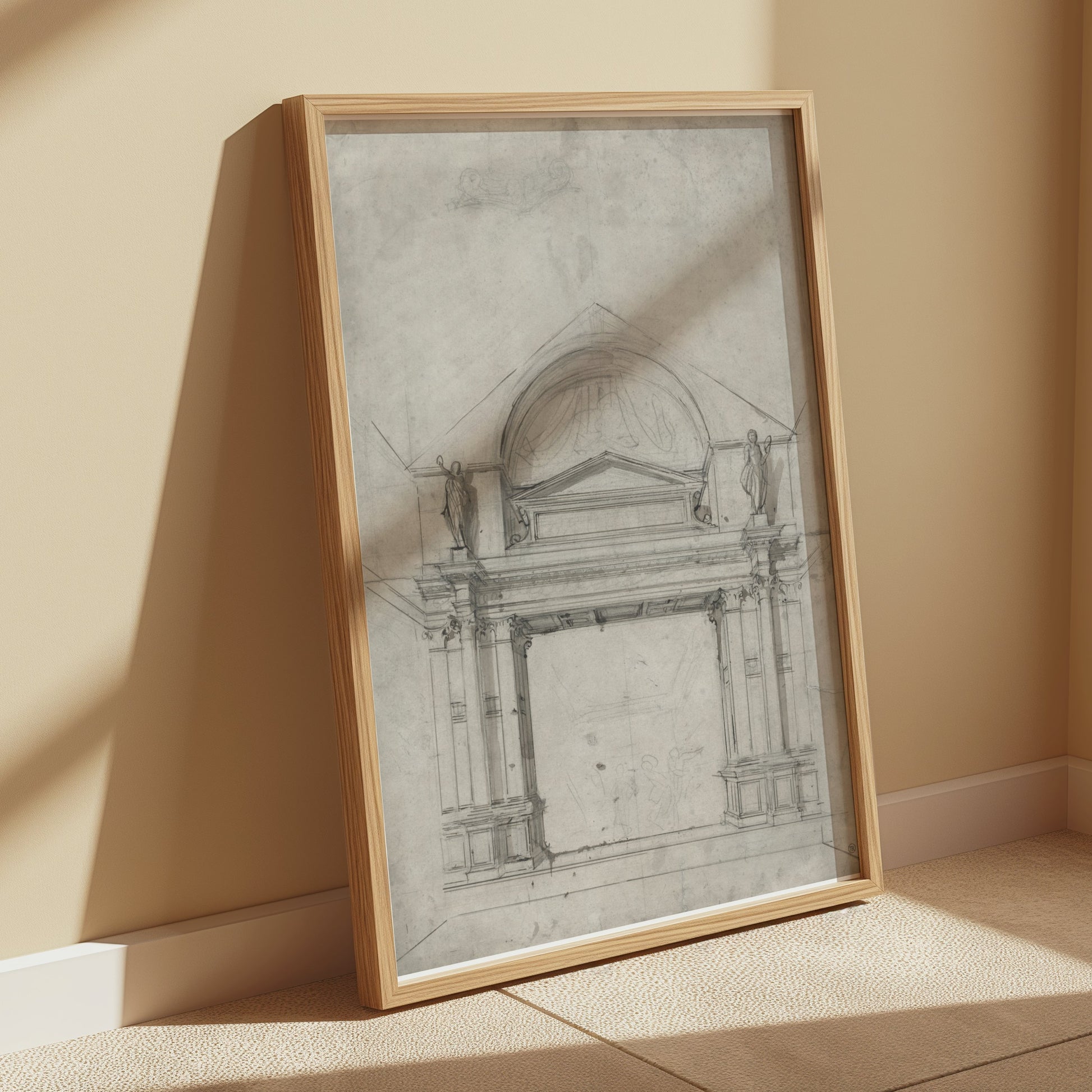 Premium Poster of Architectural Sketch with Classical Elements Posters