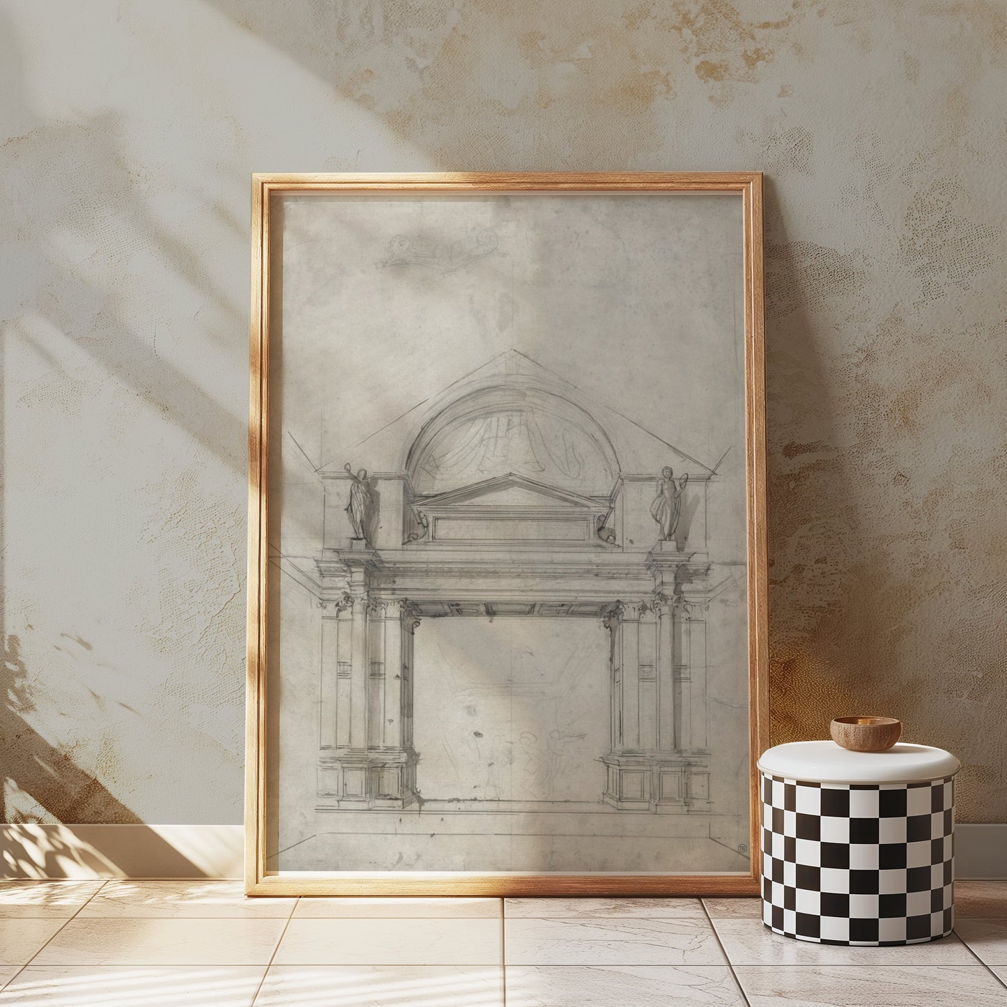 Premium Poster of Architectural Sketch with Classical Elements Posters
