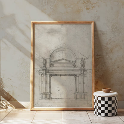 Premium Poster of Architectural Sketch with Classical Elements Posters