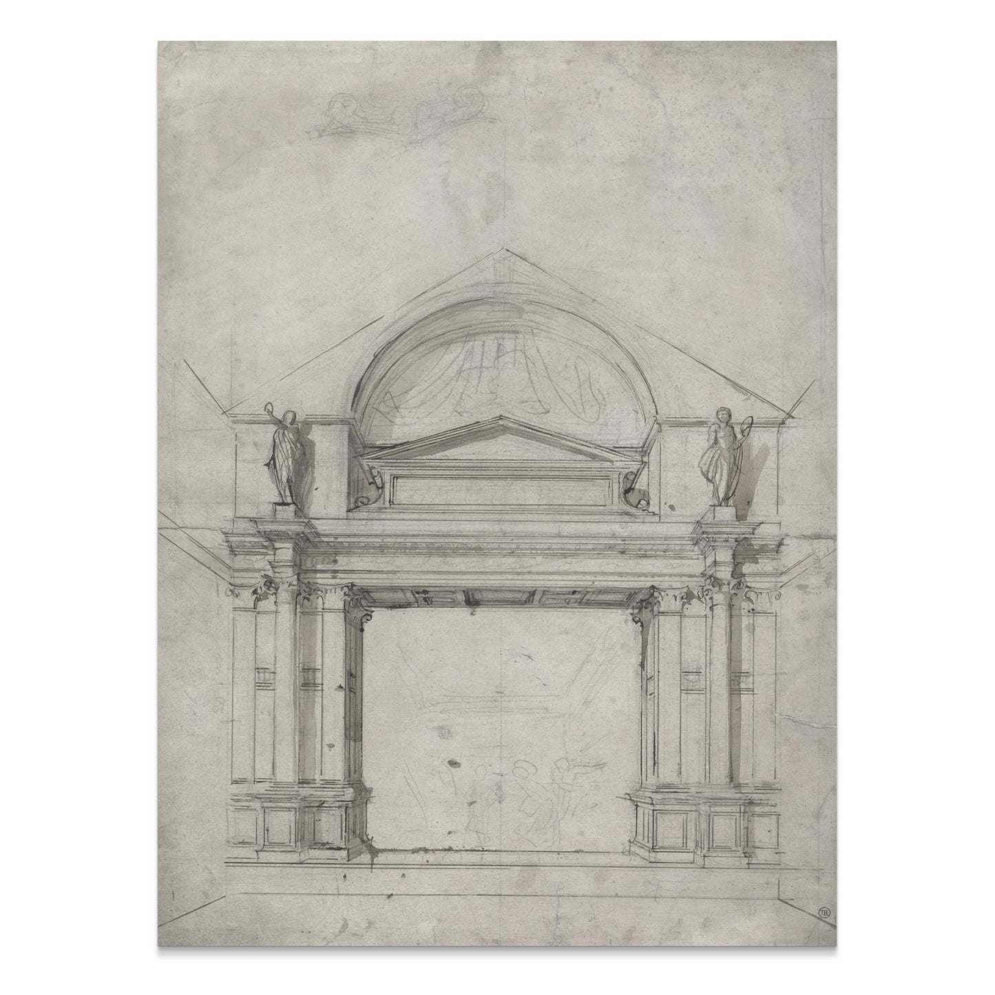 Premium Poster of Architectural Sketch with Classical Elements Posters