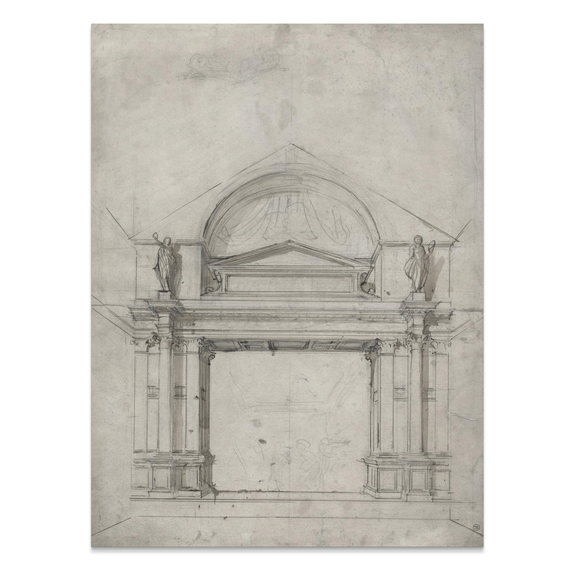 Premium Poster of Architectural Sketch with Classical Elements Posters