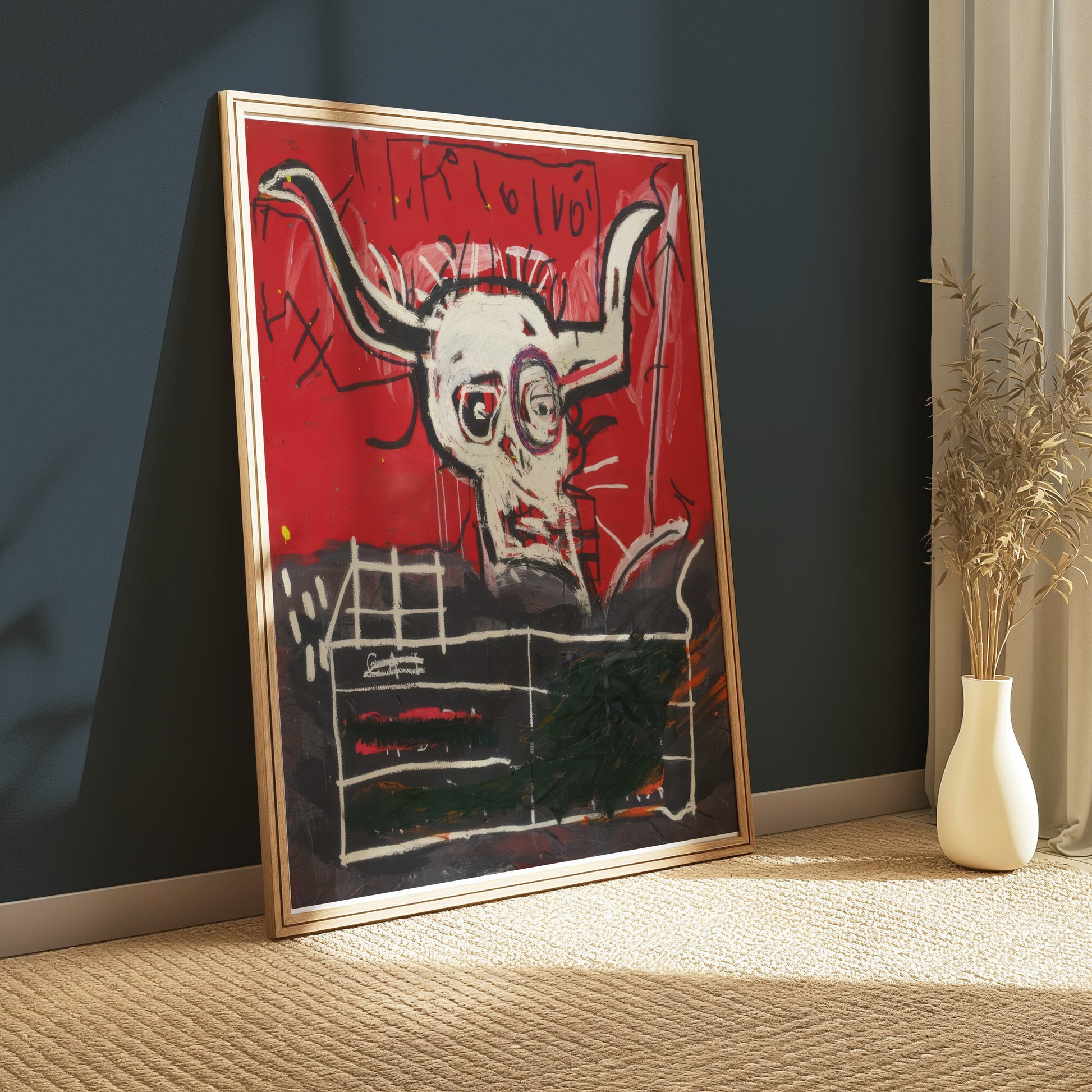 Premium Poster of Art Composition Skull with Horns Contemporary Posters
