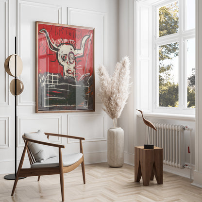 Premium Poster of Art Composition Skull with Horns Contemporary Posters