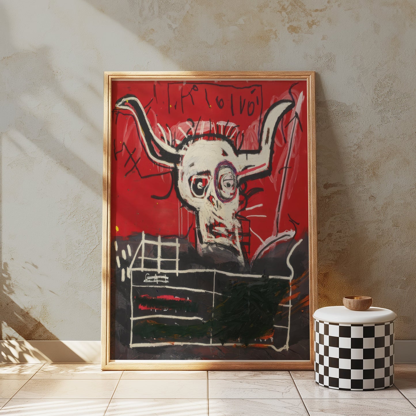Premium Poster of Art Composition Skull with Horns Contemporary Posters