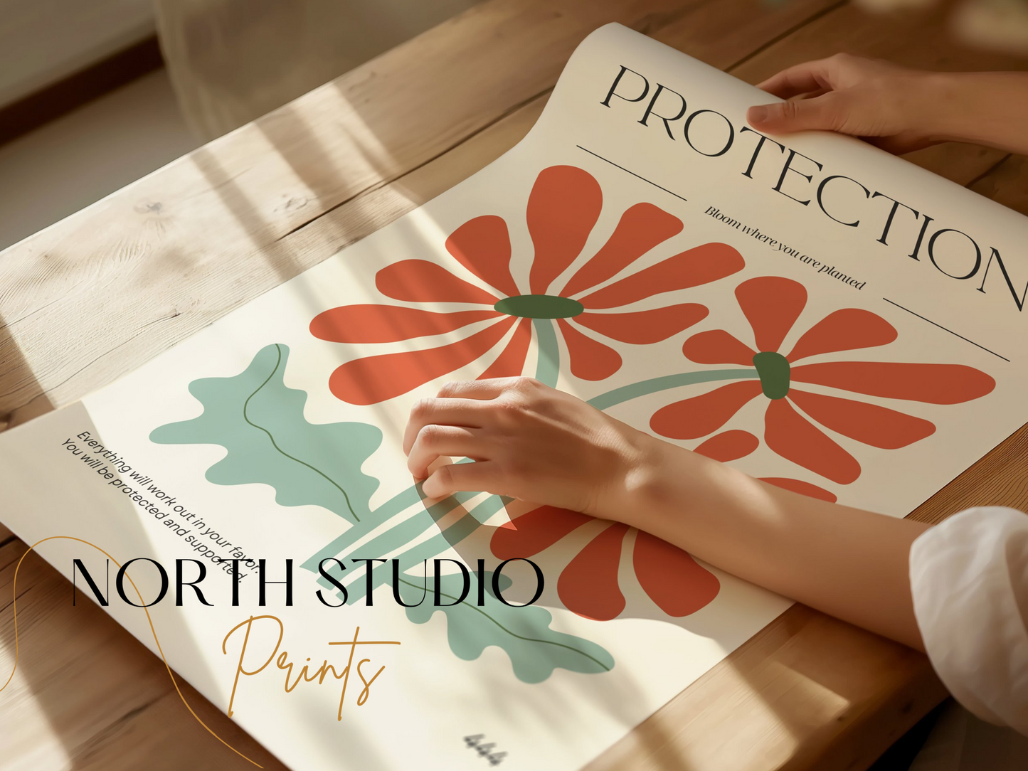 Premium Poster of Art Print with Blooming Flowers and Protection Posters