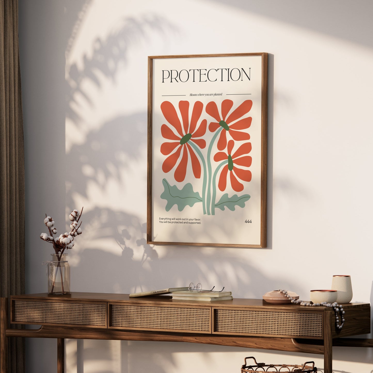 Premium Poster of Art Print with Blooming Flowers and Protection Posters
