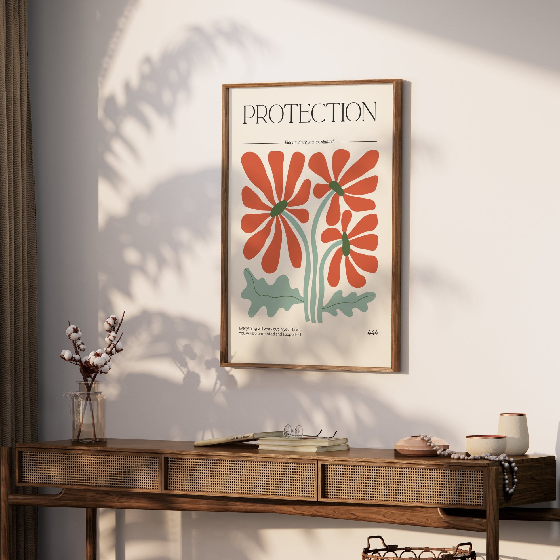 Premium Poster of Art Print with Blooming Flowers and Protection Posters
