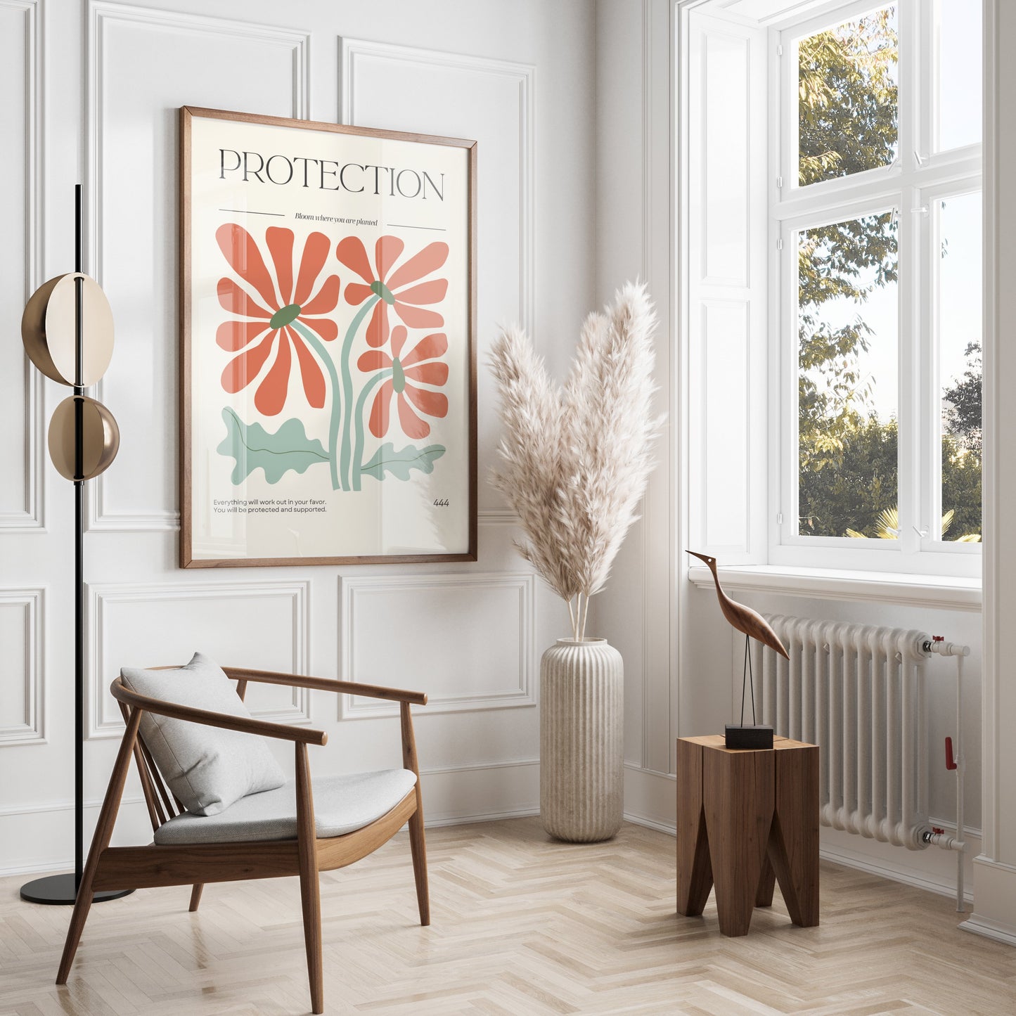 Premium Poster of Art Print with Blooming Flowers and Protection Posters