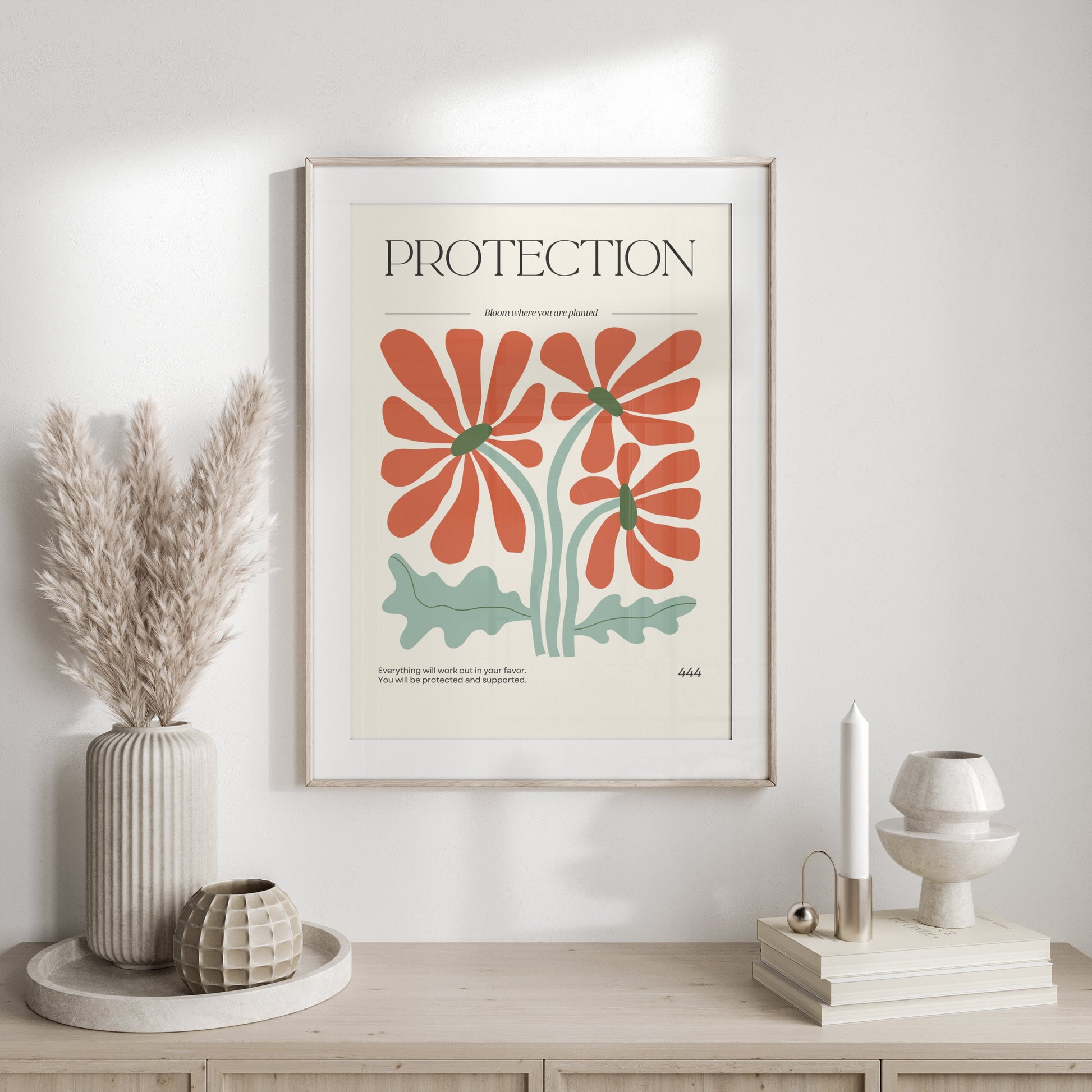 Premium Poster of Art Print with Blooming Flowers and Protection Posters