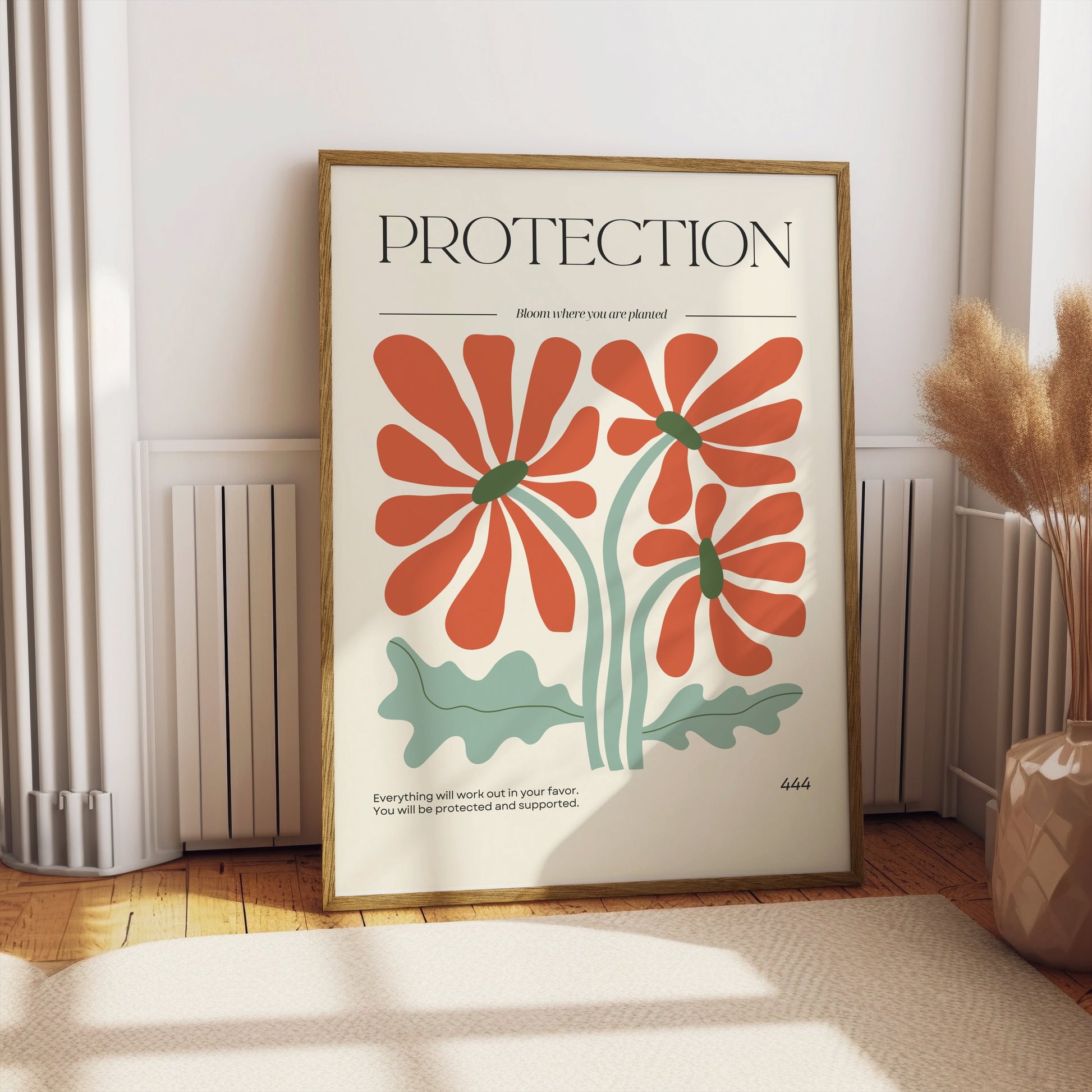 Premium Poster of Art Print with Blooming Flowers and Protection Posters