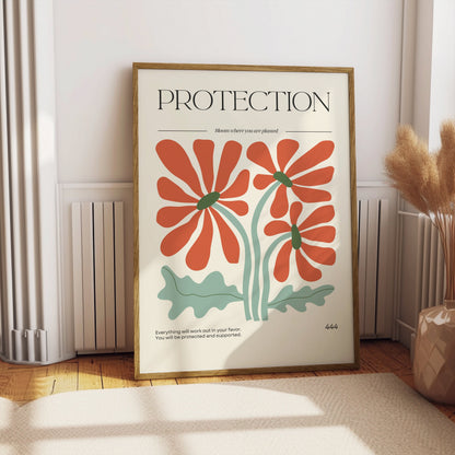 Premium Poster of Art Print with Blooming Flowers and Protection Posters