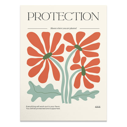 Premium Poster of Art Print with Blooming Flowers and Protection Posters