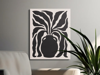 Premium Poster of Artistic Black and White Floral Vase Canvas Wraps