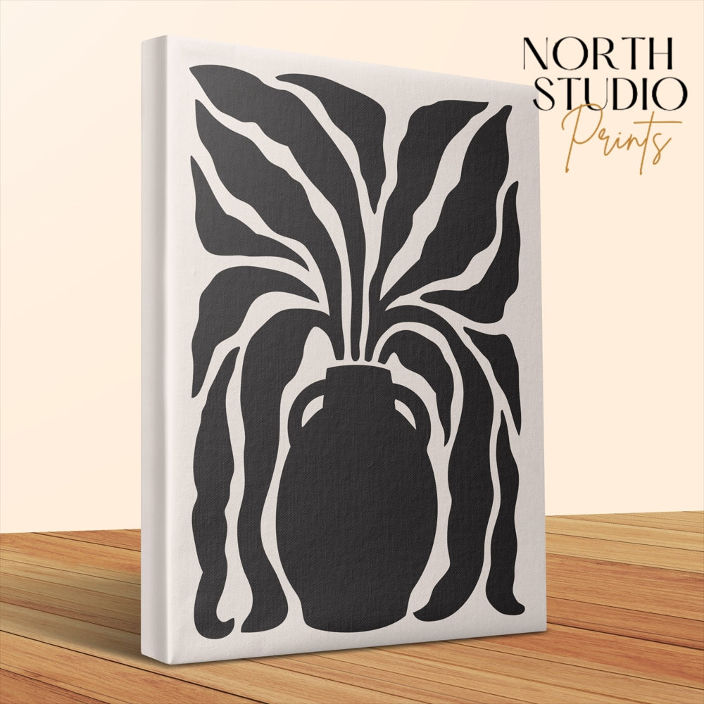 Premium Poster of Artistic Black and White Floral Vase Canvas Wraps