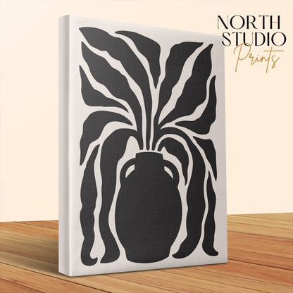 Premium Poster of Artistic Black and White Floral Vase Canvas Wraps