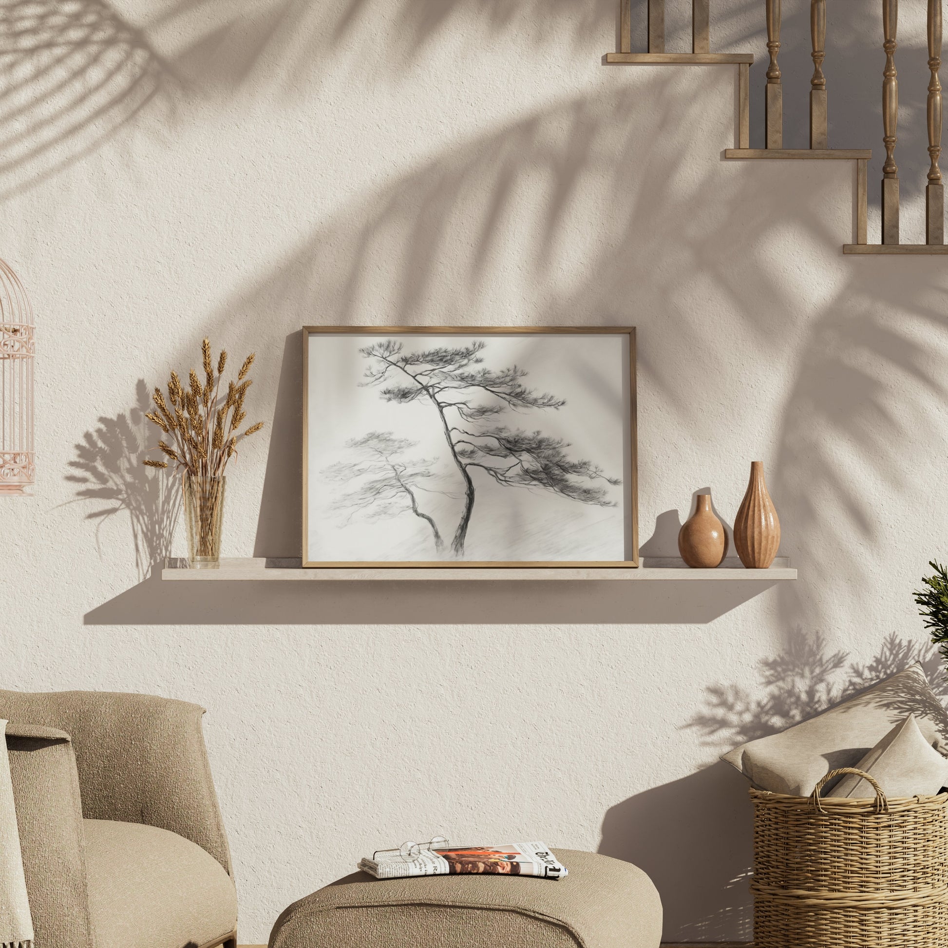 Premium Poster of Artistic Black and White Tree Sketch Design Posters
