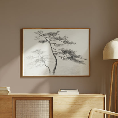 Premium Poster of Artistic Black and White Tree Sketch Design Posters