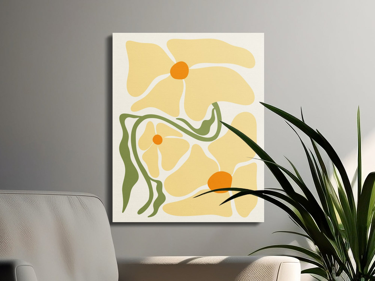Premium Poster of Artistic Floral Design Yellow Flowers Canvas Wraps