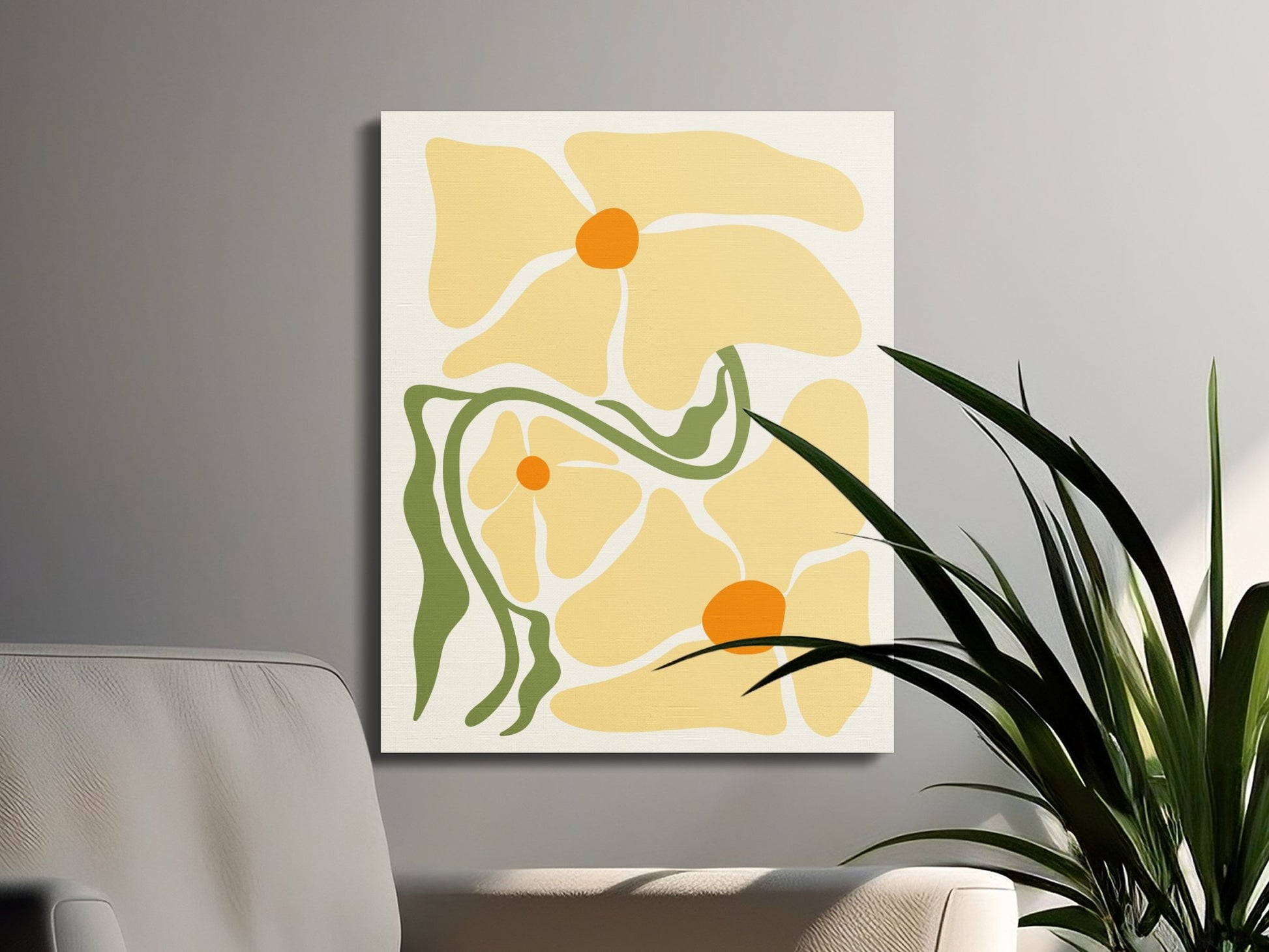 Premium Poster of Artistic Floral Design Yellow Flowers Canvas Wraps